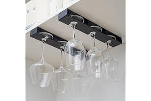 2 Pack Self Adhesive Wine Glass Rack,Wine Glass Rack, Punch-Free Under Cabinet Stemware Wine Glass Holder Glasses Storage Han