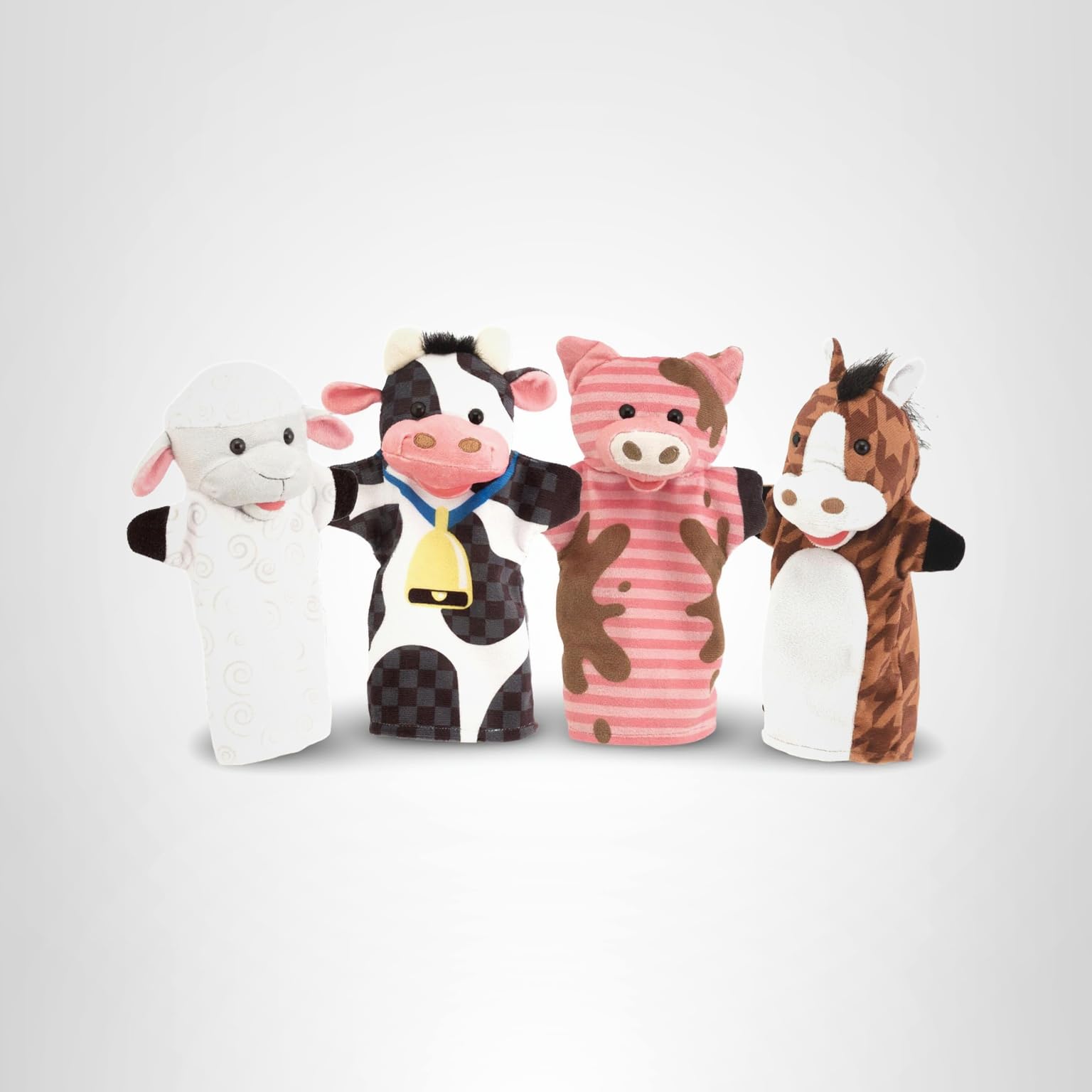 Melissa & Doug Farm Friends Hand Puppets (Set of 4) - Cow, Horse, Sheep, and Pig