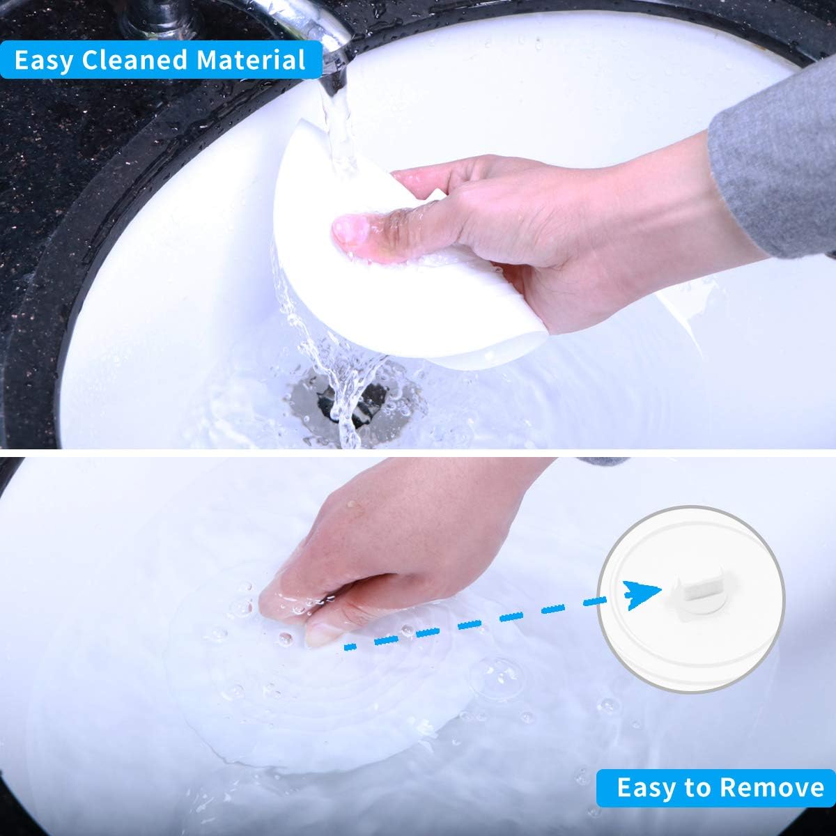 AmazerBath 2 Pack Bath Tub Stopper for Drain, 6 Inches Silicone Shower Drain Bath Plug Stopper for Kitchen, Bathroom, Laundry (White): Home & Kitchen