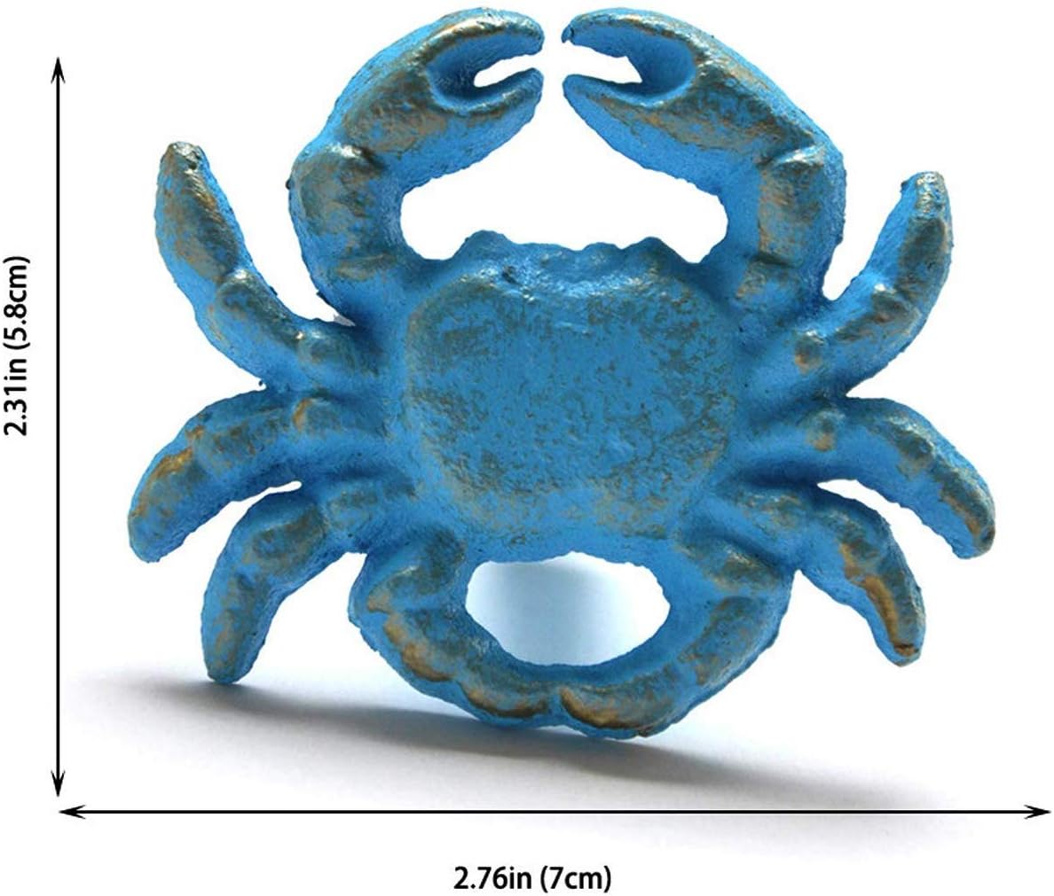 Retro Cast Iron Drawer Pulls Handles for Dresser Cupboard Wardrobe Cabinet Kitchen Drawer Handle Beach Ocean Theme Sea Horse Starfish Seashell and Crab Knobs 4 Pack (Blue) - Image 4