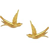 Bird Earrings, Swallow Stud Earrings, 925 Sterling Silver, 18k Gold Vermeil, Hypoallergenic, Non Tarnish, Cute Small Dainty Everyday Jewelry for Women