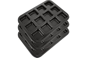 CYEAH 3 Pcs Brownie Pan with Dividers, Non-Stick Baking Bread Pan, All Edges Square Cupcake Brownie Pans 12 Mini Cavity Loaf 