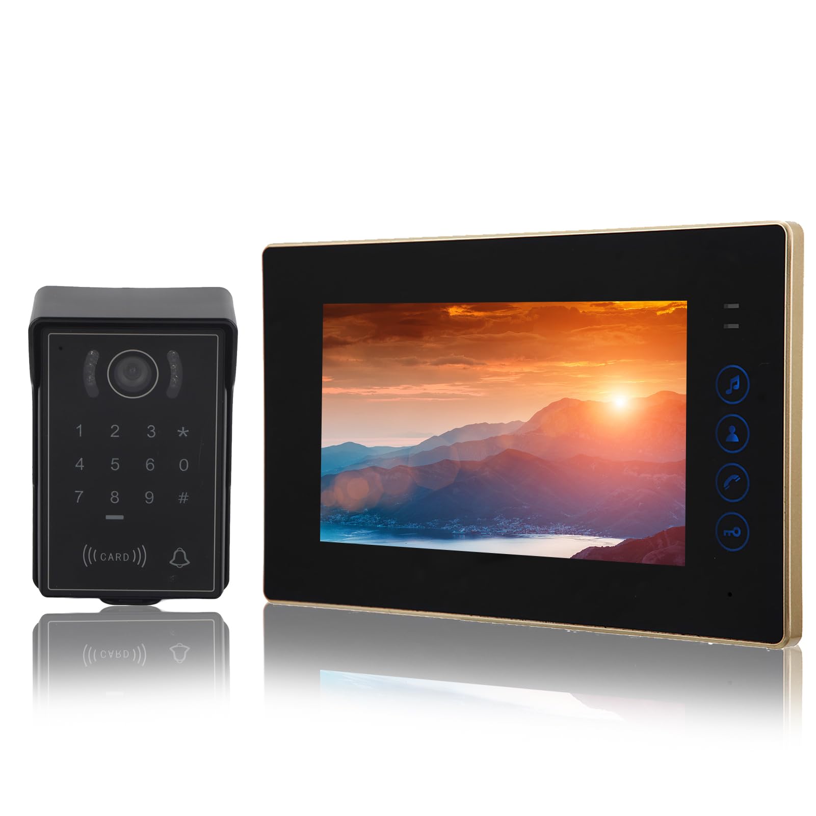 Video Intercom System,7in Touch Keypad Card Remote Control Video Door Phone with Electric Lock, Rainproof Video Door Phone Door Intercom Entry System Access Control System for Villa Home(UK Plug)