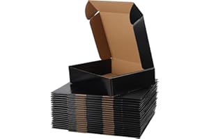 Hoikwo 12x9x3 Inches Medium Black Shipping Boxes Set of 20, Sturdy Cardboard Boxes for Small Business for Packaging Mailing