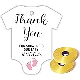 Pink Little Feet Baby Shower Favor Tags - Pack of 50, Includes Onesie Gift Tags and Thank You Notes