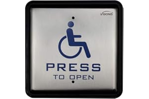 Visionis VIS-7039 Wired Handicap Stainless Steel Square Push to Exit Button Switch for Access Control with NC COM and NO Outp