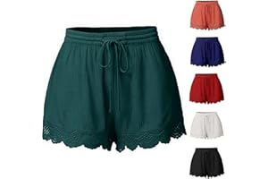 LRMQS Shorts for Women with Pockets Summer Casual Loose Fit Resort Wear Beach Shorts Trendy 2024 Elastic Waist Shorts Clothes