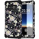 Galaxy Note 8 Case, Lontect Floral Design Pattern Hybrid Heavy Duty Shockproof Case Dual Layer [Hard PC+ Soft Silicone] Impact Protection for Samsung Galaxy Note 8, Flower/Black