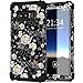 Galaxy Note 8 Case, Lontect Floral Design Pattern Hybrid Heavy Duty Shockproof Case Dual Layer [Hard PC+ Soft Silicone] Impact Protection for Samsung Galaxy Note 8, Flower/Black