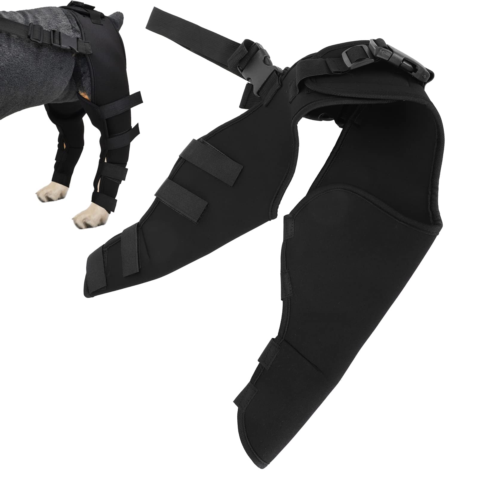 Jeanoko Elastic Dog Knee Pads, Adjustable Pet Knee Pads, Hind Leg Protector for Dogs with Strong Stability(L)