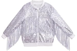 CHENBAO Tessel Girls Sequin Jackets Kids Boys Bomber Hoodie Jacket Zip Up Coat Sparkle Outwear Birthday Clothes