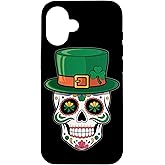 iPhone 16 Sugar Skull With Shamrock Hat Festive Cheer St.Patrick's Day Case