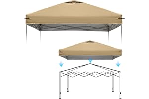 FLOUREE 10x10 Canopy Replacement Top Cover with Air Vents for ez up Pop up Canopy Gazebo Tent with Adjustable Straps, Waterproof & Anti-UV for Outdoor Shade (Frame Not Included) (Beige)