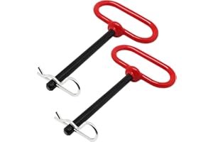 YuGtcen Hitch Pin 2 Pcs, 1/2 x 4 Tractor Towing Hitch Pin and Clip, Red Handle Trailer Hitch Pin Gate Pins for Towing RV, Truck, Boat, Car, Tractor (1/2x4)