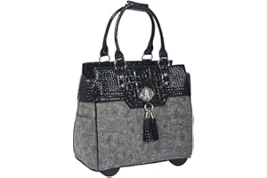 JKM and Company Alligator Compatible With Computer iPad, Laptop Tablet Rolling Tote Bag Briefcase Carryall Bag