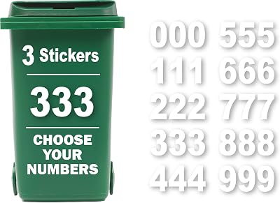 Rubigo 3 x Bin Numbers for Wheelie Bins 0-9 18cm Weatherproof Self Adhesive