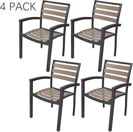 Amazon Com Livebest Patio Dining Chairs With Armrest Stackable