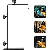BOURDSERK Reptile Lamp Stand, Adjustable 16-31 Inch Domes Heat Lamp Metal Bracket Floor Light Holder for Reptile Terrarium Li