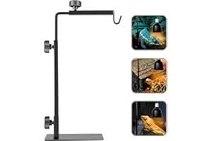 BOURDSERK Reptile Lamp Stand, Adjustable 16-31 Inch Domes Heat Lamp Metal Bracket Floor Light Holder for Reptile Terrarium Lighting Heating Light and Dome lampshade, Large