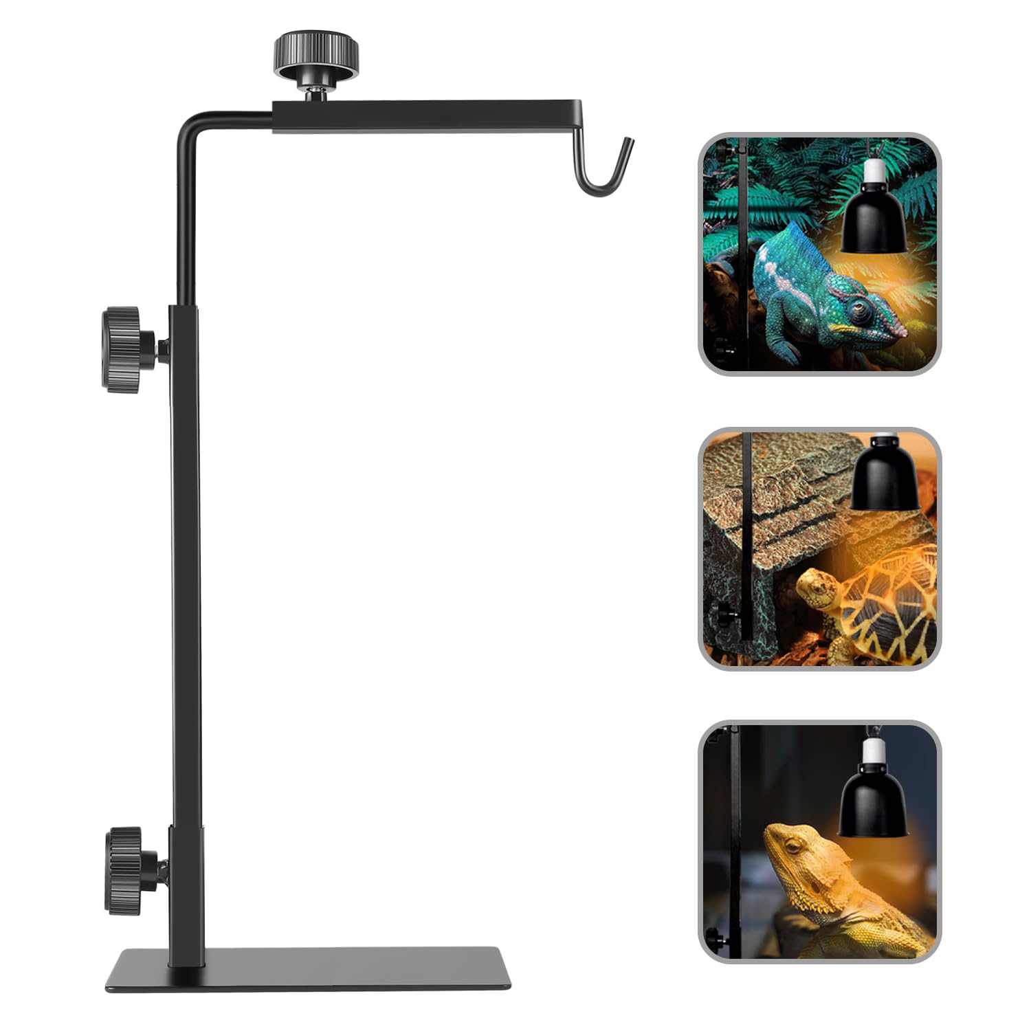 Photo 1 of BOURDSERK Reptile Lamp Stand, Adjustable 16-31 Inch Domes Heat Lamp Metal Bracket Floor Light Holder for Reptile Terrarium Lighting Heating Light and Dome lampshade, Large