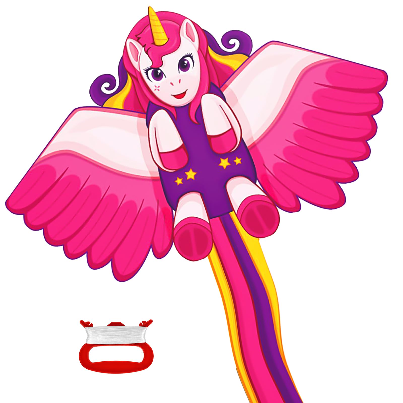 Flintronic Kites for Kids and Adults, Unicorn Large Kite with Long Tail & 100m Flying String, Easy to Carry & Assemble for Beach, Camp, Outdoor Games