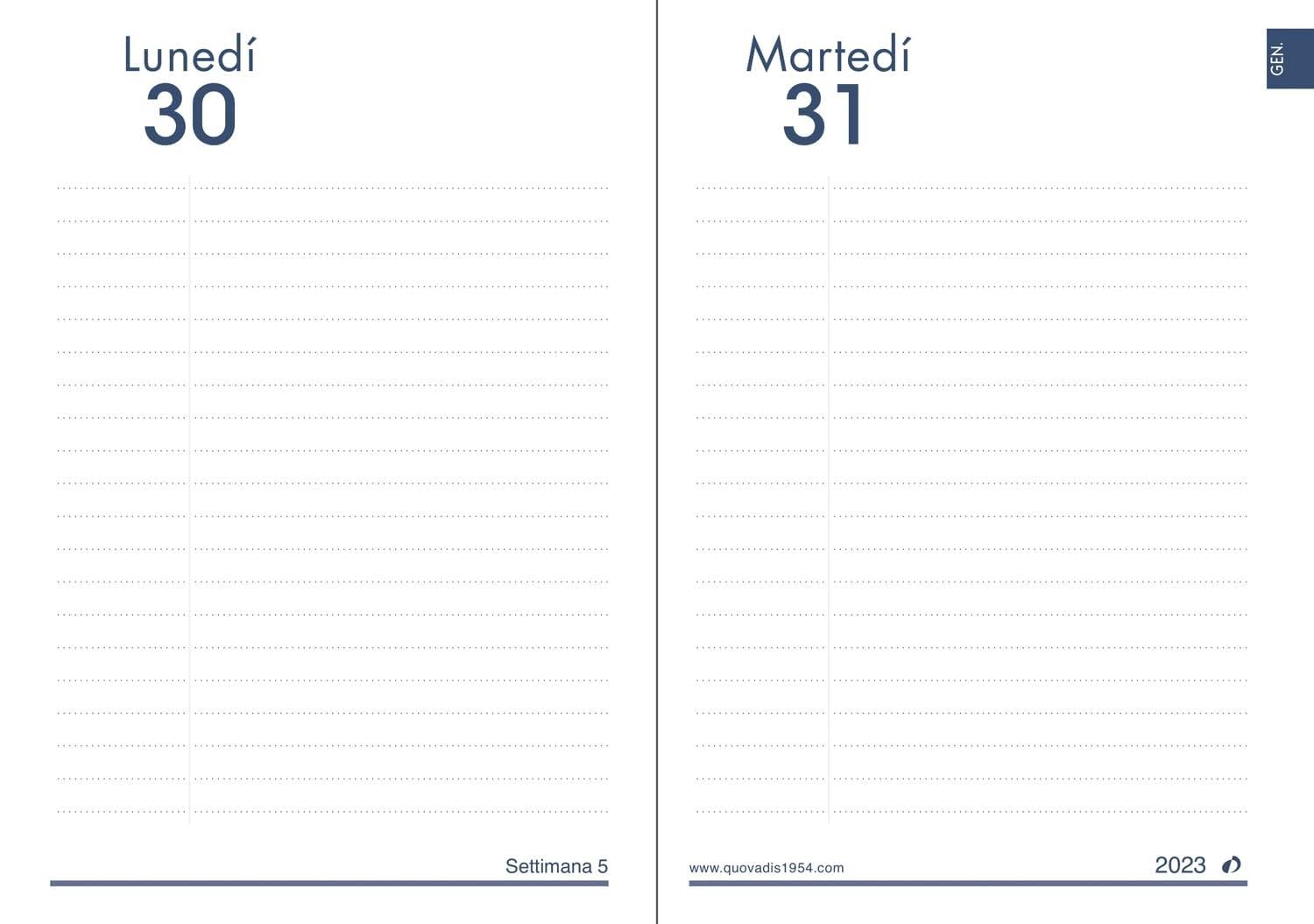 Quo Vadis 029006Q Calendar Day per Page 12 x 17 cm