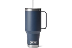 YETI Rambler Tasse avec paille isotherme en acier inoxydable, 1,2 l, bleu marine