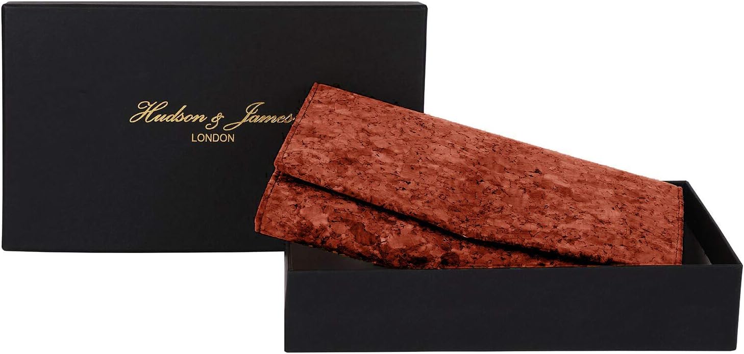 Ladies Designer Hudson & James Cork Vegan RFID Blocking Shield Card Holder Wallet Purse Multi Credit Card Women Clutch Wallet with Zip Pocket (Cork Red) - Image 3