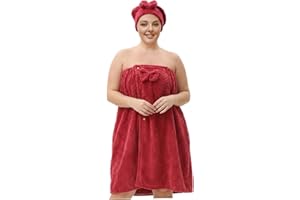 Plus Size Towel Wrap for Women Plus Size Towels & Shower Cap Set Super Soft Fleece Adjustable Bath Skirt Fast Drying Wrap Aro