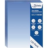 Dynta Binding Covers 8 mil PVC Clear Cover Sheets for Binding, Letter Size 8-1/2 x 11 Inches, 120 Pack Report Covers, Presentation Binder, Office Supplies, Un-Punched, Square Corners