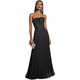 Qbnme Strapless Satin Prom Dresses 2026 Long A Line Cocktail Dress Pleated Formal Wedding Guest Dresses for Women