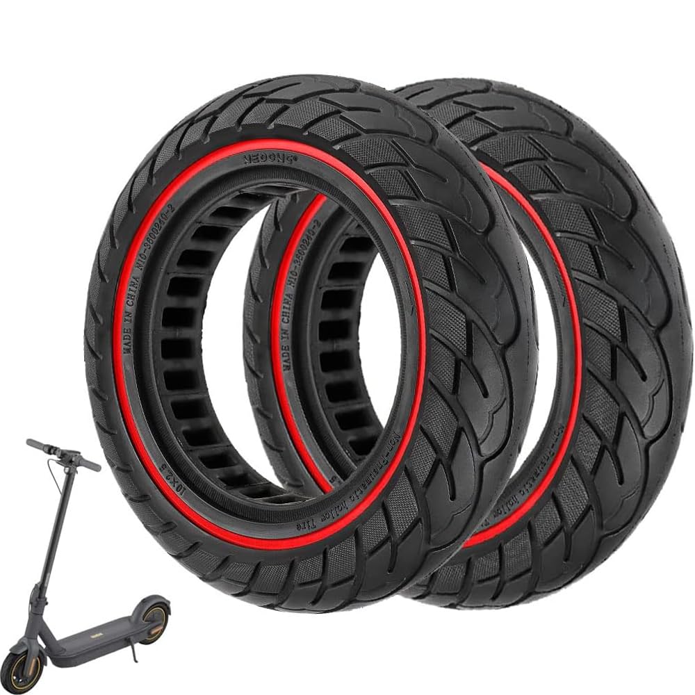 VOLOHAS 60/70-6.5 Solid Rubber Tyres 10 x 2.5 Electric Scooter Tire for Segway Ninebot Max G30 / G30E / G30LP Front or Rear Honeycomb Tyres Anti-Slip Puncture Proof (Red Stripes 2 PCS) — image 1