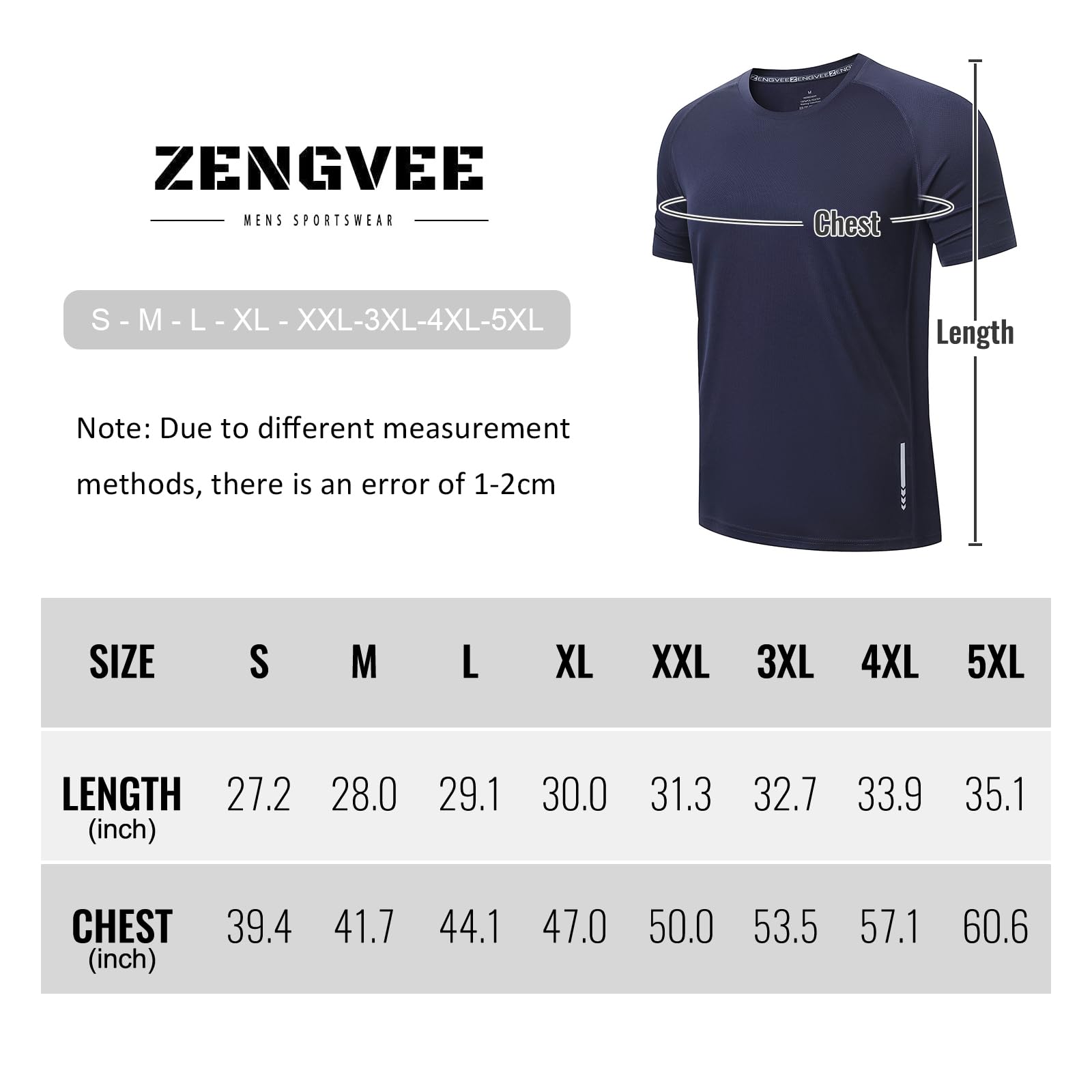 ZENGVEE 3er Pack Sport Tshirts Herren Funktionsshirt Schnelltrocknend Atmungsaktive Fitness Trainingsshirt Herren Laufshirt Kurzarm(0426-Black Grey Navy-L) 5
