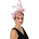 Haojing Feather Fascinator Hat for Women Vintage Bridal Headpiece Wedding Derby Hat
