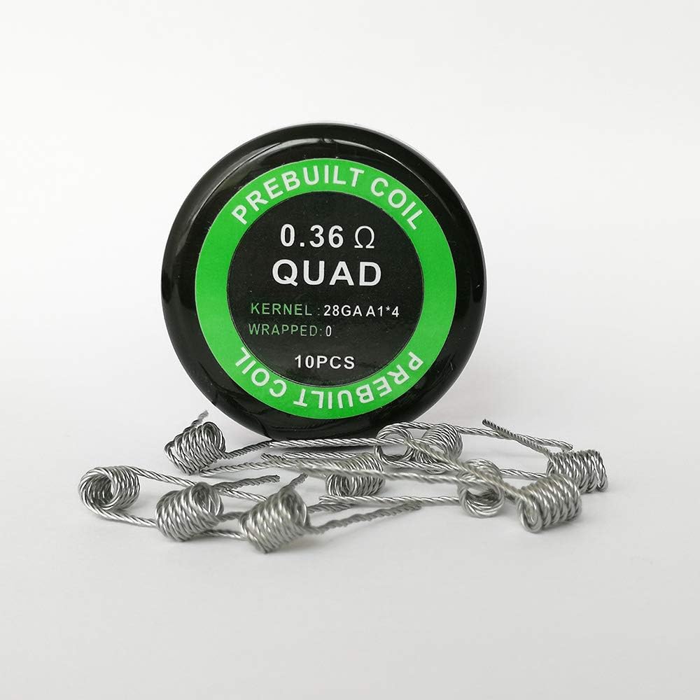 10PCS Kanthal A1 Prebuilt RDA RTA RBA Heating Coil Wire Quad 28GA*4, 0.36ohm