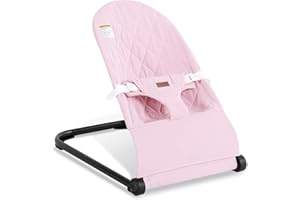 Lfhiwhd Baby Bouncer,Baby Bouncer Seat,Portable Infant Bouncer with 3-Point Safety Harness,Ergonomic Bouncy Seat, Newborns Bouncer for Babies 0-6 Months up to 20lbs,ASTM-Certified(Pink)