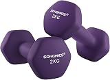 SONGMICS 2 x 2 kg Neoprene Dumbbells Hexagon Purple SYL64PL Set