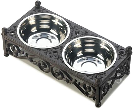 Amazon Com Accent Plus Dog Bowl Set Filigree Cast Iron