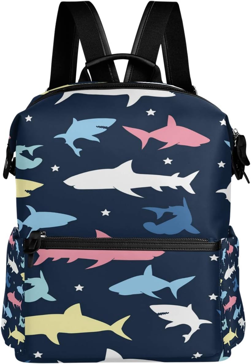 Oarencol Colorful Shark Star Backpack Cartoon Animal Fish School Book Bag Travel Hiking Camping Laptop Daypack