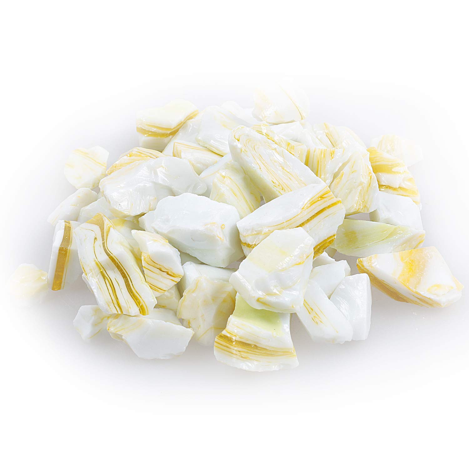 High Luster Reflective Fire Glass Gravel,Fire Gems,Fire Drops,Fire Glass Pebbles Stones Beads Chips for Fire Pit Fish Tank Aquarium Garden,1-2cm,540g/1.19lb (China Yellow)