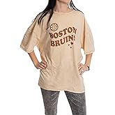 Calhoun NHL Womens Oversized Loose Fit Drop Shoulder Vintage Style Acid Wash Crewneck Short Sleeve T-Shirt