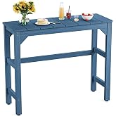 LAHAAP Outdoor Bar Table, 42" Weatherproof Patio Bar Height Counter Table | HIPS Material, Adjustable Feet, Waterproof Bar Table for Outside, Garden, Backyard, Balcony, Poolside, Blue