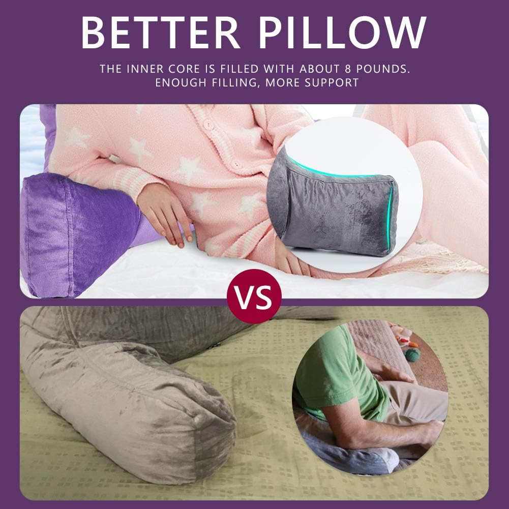 Neustern Reading Pillow with Arms, Premium Shredded Memory Foam TV Backrest with Washable Cover (22 inches, Noble Purple): Kitchen & Dining