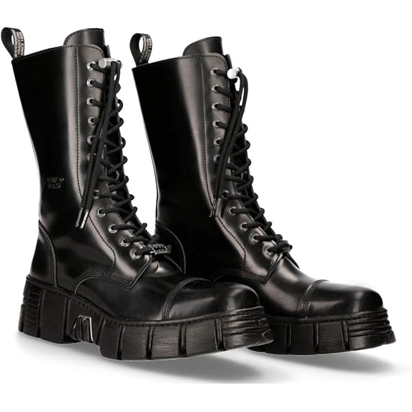 Amazon.com | New Rock M-WALL026N-C5 Boots Black Leather Wall Rock