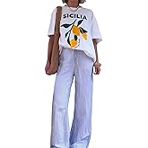 Cute Strawberry Beach Shirts Oversized Graphic Tees Women Short Sleeve Y2k Summer Tops 2000s Aesthetic Preppy Clothes