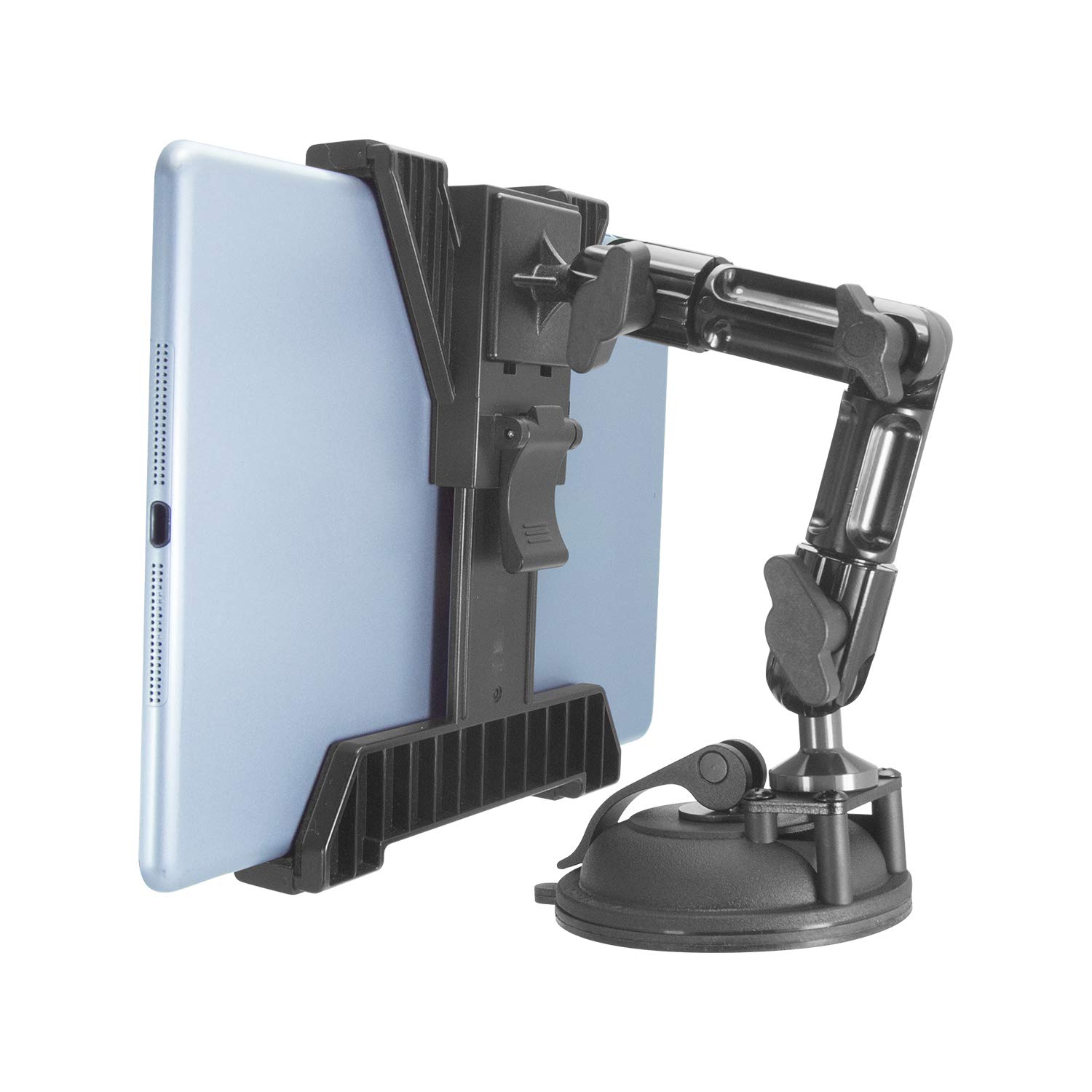 iBolt TabDock FixedPro 360 Suction- Heavy Duty Metal 8" Multi-Angle Suction Cup Mount for All 7" - 10" Tablets (iPad, Nexus, Samsung Tab) for Commercial Vehicles, Trucks, and ELD Devices