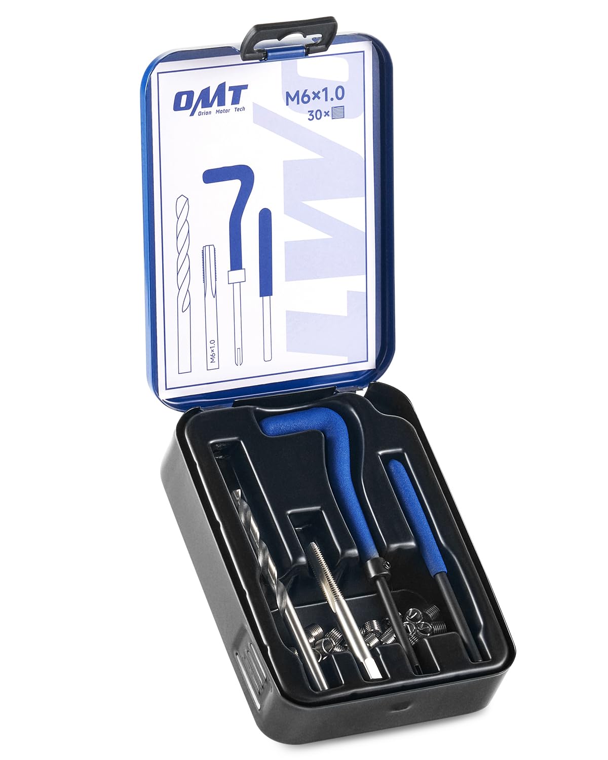 Photo 1 of Orion Motor Tech Helicoil Thread Repair Kit, M6x1.0 Thread Repair Tool with HSS Drill Bit & 30 Thread Inserts, Metric Thread Repair Installation Kit for Rethreading Internal Threads with Carry Case