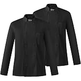 Ubon Men's Chef Coat Jacket with Breathable Mesh Side Vents | Chef Shirt for Kitchen, Restaurant, Chef Uniform with Sleeve Thermometer Pocket, Chest Pocket, Chef Apron Tab