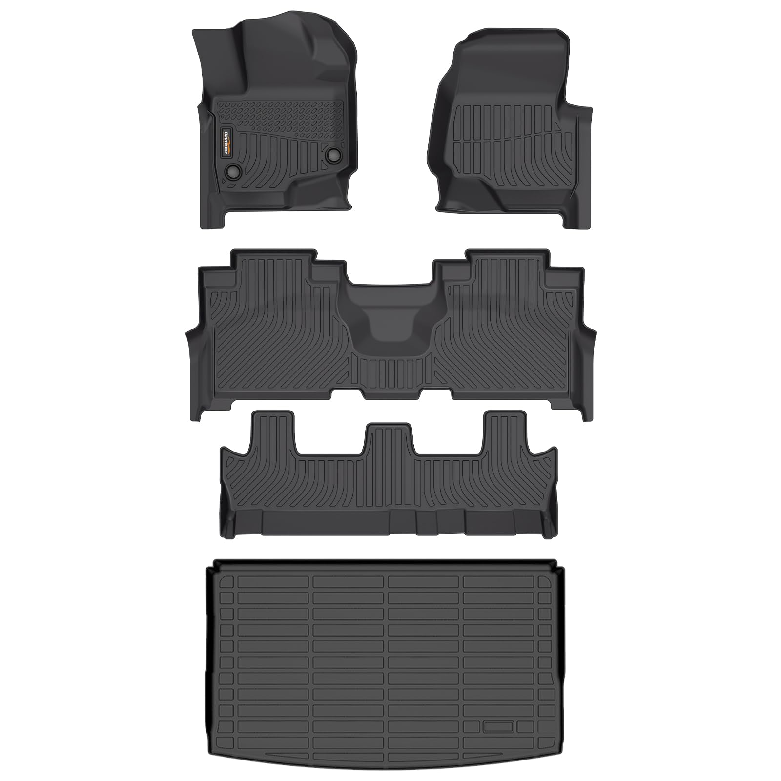 Binmotor-Floor Mats & Cargo Liner for Ford Expedition Max 2021-2026 (Only for 8 Seats with 2nd Row Bench Seat), TPE All Weather Car Mats for Expedition Max Accessories Cargo Trunk Mat Image