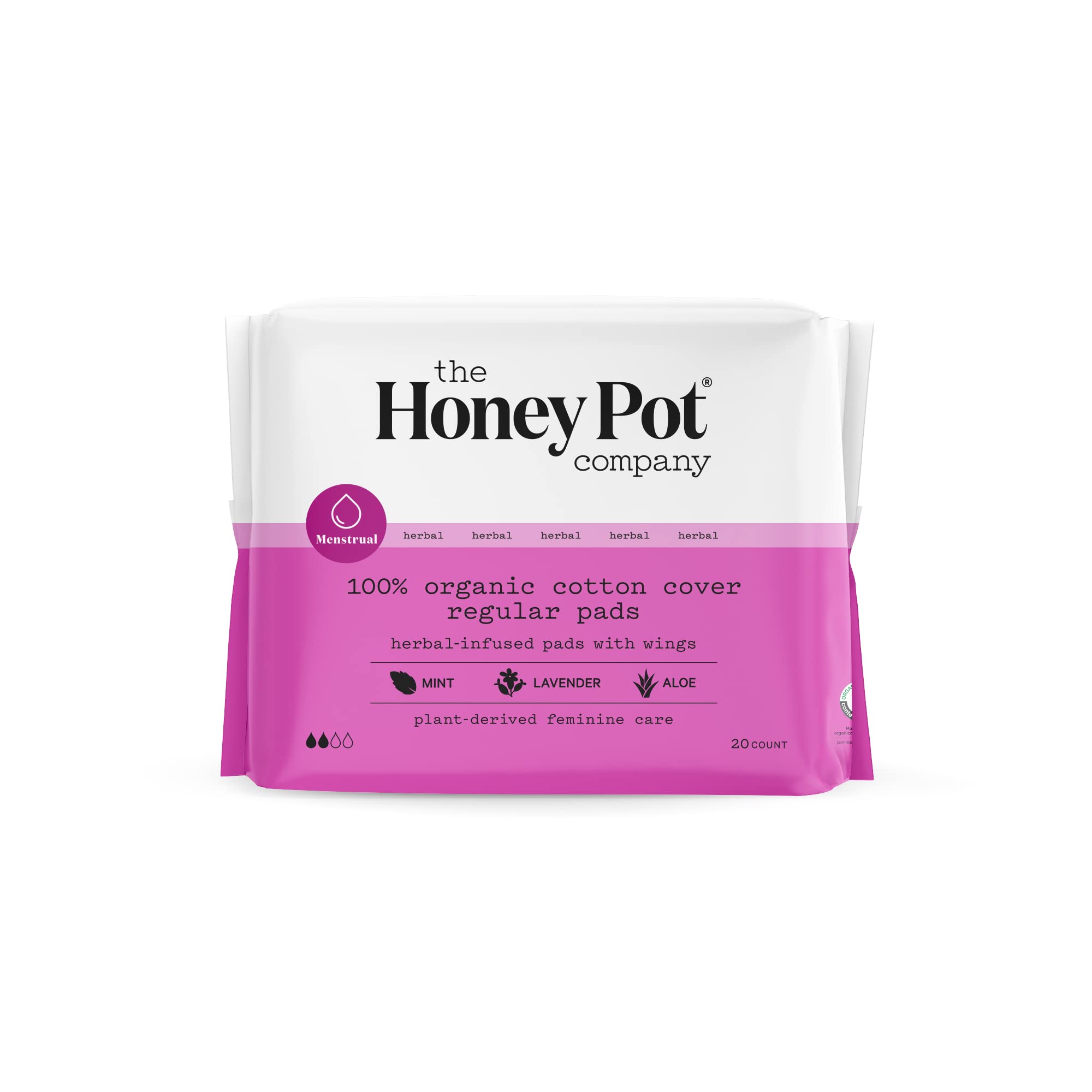 The Honey Pot Feminine Pads with Wings Regular, 20 Count